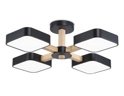 Ambrella Светильник светодиодный подвесной FL4880/4 BK/WD черный/дерево 72W 3000-6000K D610*160 (без ПДУ) FL4880 - фото 102685