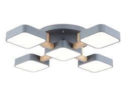 Ambrella Светильник светодиодный подвесной FL4882/5 GR/WD серый/дерево 90W 3000-6000K 675*675*110 (без ПДУ) FL4882 - фото 102721