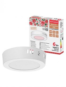 TDM Светильник светодиодный накладной "Даунлайт НАРОДНЫЙ" круг СПО (белый) алюминий 6Вт 3000К SQ0329-4212 - фото 104404