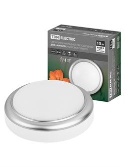 TDM Светильник накладной LED ДПО "Антарес" 15Вт 6500К круг 180*66 мм мат.серебро IP54 SQ0354-0027 - фото 104801