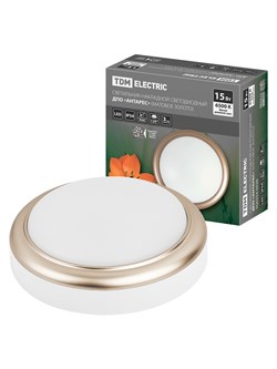 TDM Светильник накладной LED ДПО "Антарес" 15Вт 6500К круг 180*66 мм мат.золото IP54 SQ0354-0026 - фото 104859