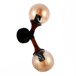 Evoluce SLE109401-01 светильник настенный чёрный, тёмное дерево/Прозрачный, Янтарный E27 2*60W SLE109401-01 - фото 104993