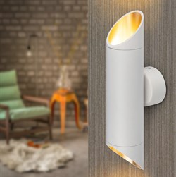 ЭРА Светильник настенный WL52 WH/GD 2*GU10 2*12Вт IP20 белый, золото Б0061200 - фото 105807