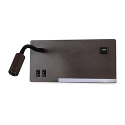 Ambrella Настенный светодиодный светильник с полкой, выключателем и USB портом FW293 CF/BK кофе/черный LED 4200K 5W+3W 260*150*110 FW293 - фото 106831
