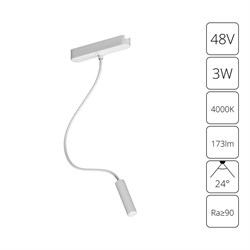 Arte Lamp A6162PL-1WH СВЕТИЛЬНИК НАСТЕННЫЙ RAPID 48В 3Вт 173лм 4000К 90+ 24° A6162PL-1WH - фото 107632