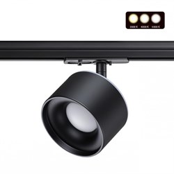 Novotech 358974 PORT NT22 черный Светильник трековый однофазный трехжильный с переключ. цв. температуры IP20 LED 3000К\4000К\6000К 12W вниз + 3W вверх 358974 - фото 111791