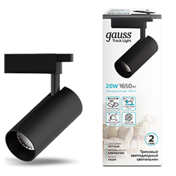 Светильник трековый Gauss цилиндр 20W 1650lm 4000K 180-240V IP20 65*210мм черный угол 24? LED 1/40 TR069 - фото 112438