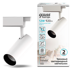 Gauss Светильник трековый цилиндр 12W 950lm 4000K 180-220V IP20 55*190мм белый угол 24? LED TR064 - фото 112446