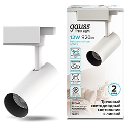 Gauss Светильник трековый цилиндр 12W 1100lm 4000K 180-220V IP20 55*185мм белый линза 36? LED TR079 - фото 112454