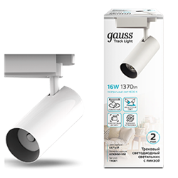 Gauss Светильник трековый цилиндр 16W 1680lm 4000K 180-220V IP20 65*206мм белый линза 36? LED TR081 - фото 112471