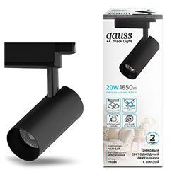 Gauss Светильник трековый  цилиндр 20W 1760lm 4000K 180-220V IP20 65*206мм черный линза 36? LED TR084 - фото 112499