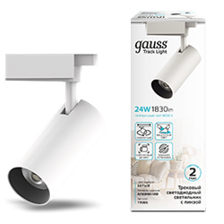 Gauss Светильник трековый цилиндр 24W 1830lm 4000K 180-220V IP20 65*206мм белый линза 36? LED TR085 - фото 112519