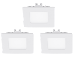 Eglo Комплект светодиод. встраив. светильников FUEVA 1, 3х2,7W (LED) 3000K, 85х85, литой металл, белый/пл 94733 - фото 115334