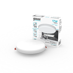 Gauss Светильник встраиваемый Elementary Adjustable Frameless модель FL круг 17W, 1600lm, 4000K, Ø119mm, монтаж 55-95, 1/60 9034460218 - фото 115853