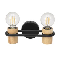 Eglo 43542 Бра CHIEVELEY, 2Х40W, E27, L285, H90, A115 сталь/дерево, черный/коричневый 43542 - фото 117033