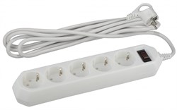 ЭРА USF-5es-1.5m-W Белый Сетевой фильтр базовая защита, с/з, с выкл, 5гн, 1,5м, ПВС, 10А Б0019031 - фото 118239