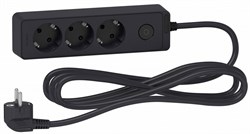 Schneider Electric Unica Extend Черный Удлинитель 3 розетки 2К+З, кабель 3м ST9433B - фото 118341