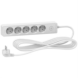 Schneider Electric Unica Extend Бел Удлинитель 5 розеток 2К+З, кабель 5м ST9455W - фото 118382