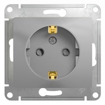 Glossa алюминий розетка с заземлением, со шторками GSL000345 - фото 12496