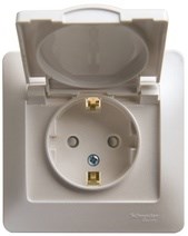 Glossa перламутр розетка с заземлением, со шторками с крышкой, 16А, IP20 (в сборе) GSL000646 - фото 12673
