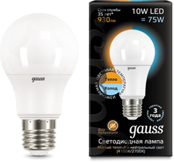 Gauss Лампа A60 10W 930lm 3000K/4100K E27 изм.цвет.темп. LED 102502110-T - фото 33870