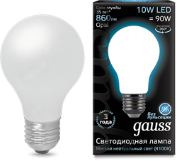 Gauss Лампа Filament А60 10W 860lm 4100К Е27 milky LED 102202210 - фото 33898