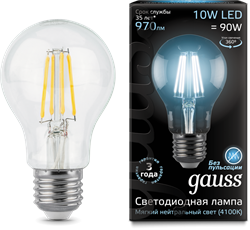 Gauss Лампа Filament А60 10W 970lm 4100К Е27 LED 102802210 - фото 33902