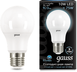 Gauss Лампа A60 10W 920lm 4100K E27 LED 102502210 - фото 33904