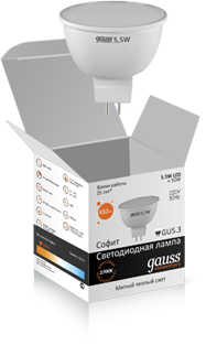 Gauss Лампа Elementary MR16 5.5W 430lm 3000К GU5.3 LED 13516 - фото 34038