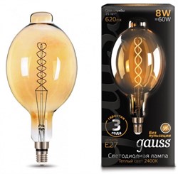 Gauss Лампа Filament BT180 8W 620lm 2400К Е27 golden flexible LED 152802008 - фото 34058