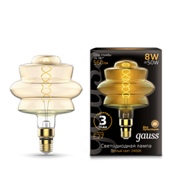 Gauss Лампа Filament BD180 8W 560lm 2400К Е27 golden flexible LED 161802008 - фото 34060