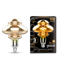 Gauss Лампа Filament BD160 8W 330lm 2400К Е27 gray flexible LED 162802008 - фото 34061