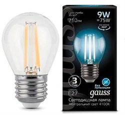 Gauss Лампа Filament Шар 9W 710lm 4100К Е27 LED 105802209 - фото 34095