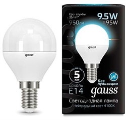 Gauss Лампа Шар 9.5W 950lm 4100K E14 LED 105101210 - фото 34105