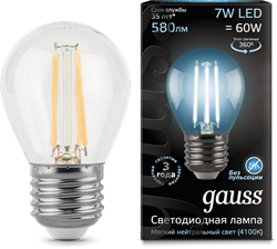 Gauss Лампа Filament Шар 7W 580lm 4100К Е27 LED 105802207 - фото 34119