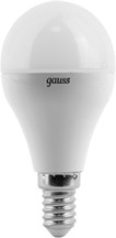 Gauss Лампа Шар 6.5W 520lm 3000K E14 LED 105101107 - фото 34189
