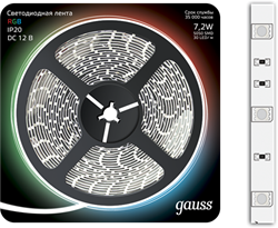 Gauss Лента LED 5050-SMD 7.2W 12V DC RGB (блистер 5м) 312000407 - фото 34528