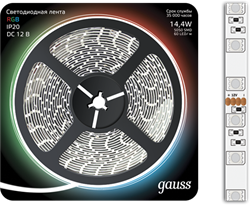 Gauss Лента LED 5050 -SMD 14.4W 12V DC RGB (блистер 5м) 312000414 - фото 34532