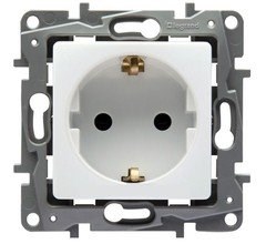Legrand Etika белый розетка с заземлением, винтовые клеммы 672221 - фото 61636