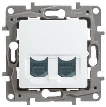 Legrand Etika белый розетка компьютерная 2-ая RJ45, категория 5е UTP 672255 - фото 61658