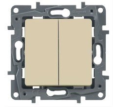 Legrand Etika слоновая кость выключатель 2-х клавишный, 10А, Винтовые клеммы 672302 - фото 61684