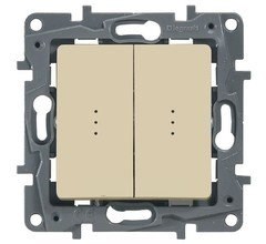 Legrand Etika слоновая кость выключатель 2-х клавишный с подсветкой, 10А, Винтовые клеммы 672304 - фото 61686