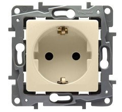Legrand Etika слоновая кость розетка с заземлением, винтовые клеммы 672321 - фото 61706