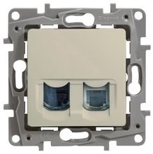 Legrand Etika слоновая кость розетка компьютерная 2-ая RJ45, категория 5е UTP 672355 - фото 61728