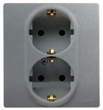 Legrand Etika алюминий розетка 2-ая с заземлением, , винтовые клеммы, 16А, 250 В 672423 - фото 61774