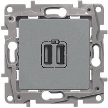 Legrand Etika алюминий розетка USB 2-ая 240В/5В 2400мА 672494 - фото 61776