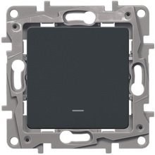 Legrand Etika антрацит переключатель с подсветкой, 10А, автоматические клеммы 672615 - фото 61814