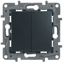 Legrand Etika антрацит переключатель 2-клавишный, 10А, авт. клем 672612 - фото 61816