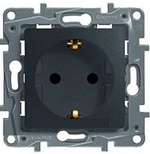 Legrand Etika антрацит розетка с заземлением, винт. клеммы, 16А, 250 В 672621 - фото 61830