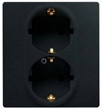 Legrand Etika антрацит розетка 2-ая с заземлением, винт. клеммы, 16А, 250 В 672623 - фото 61832